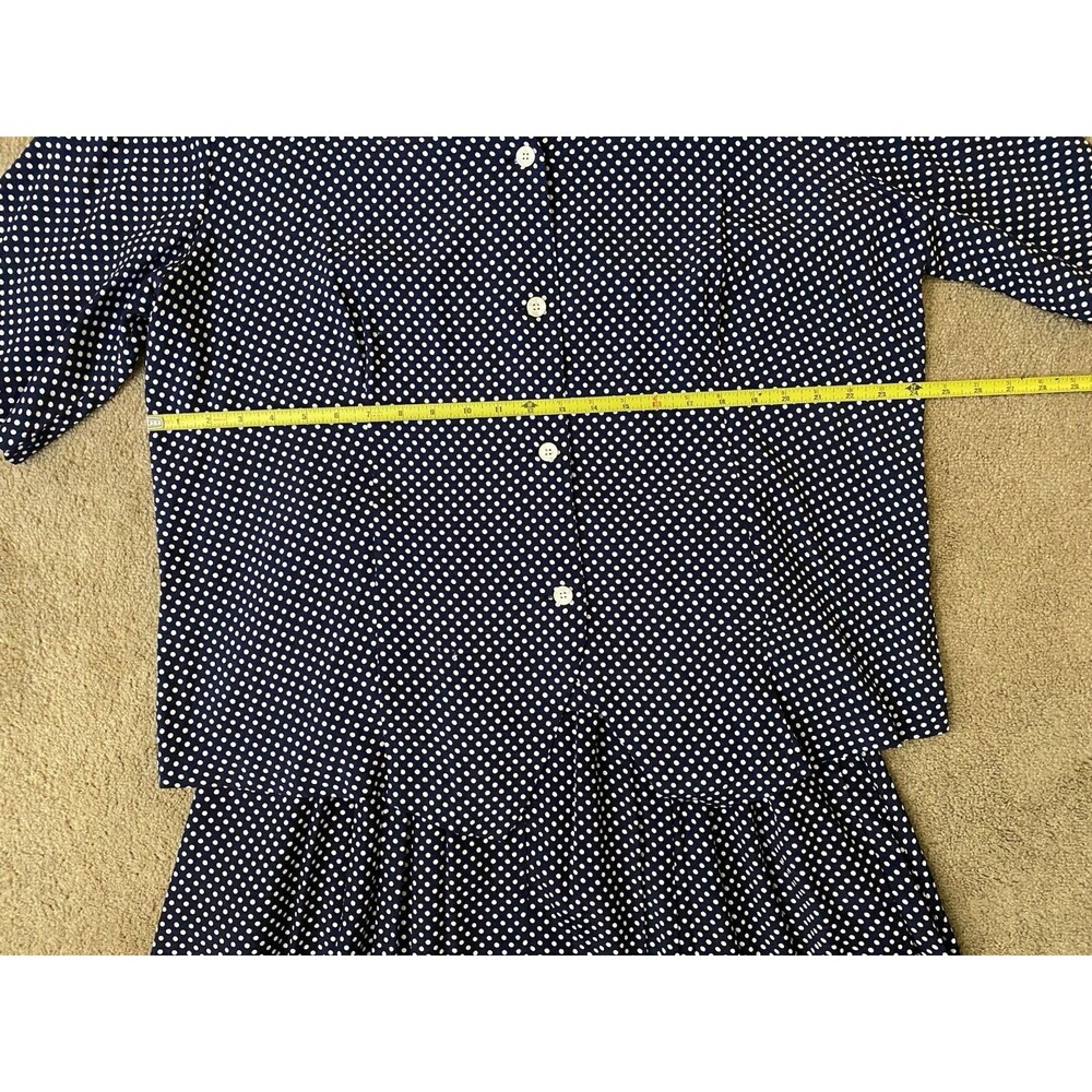 Vintage Lee David 80’s Skirt Suit Set Navy White Polka Dot Grandmacore Size 20W - Picture 5 of 16